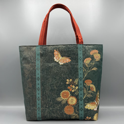 着物 帯 リメイク ハンドメイド トートバッグ 黒 帯締め 桜