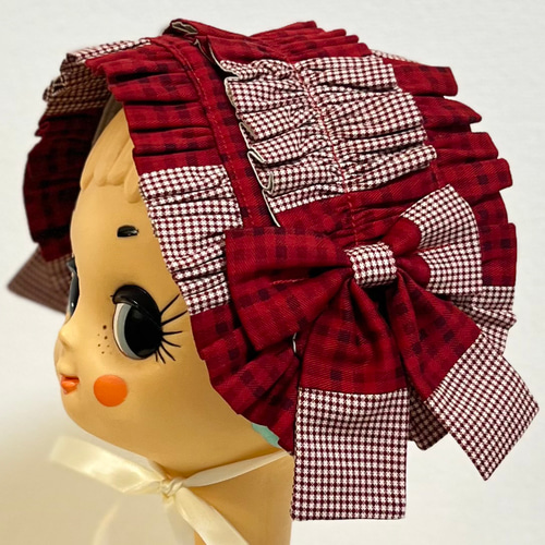 パッチワーク フリル ヘッドドレス （赤 ギンガム チェック） ロリータ