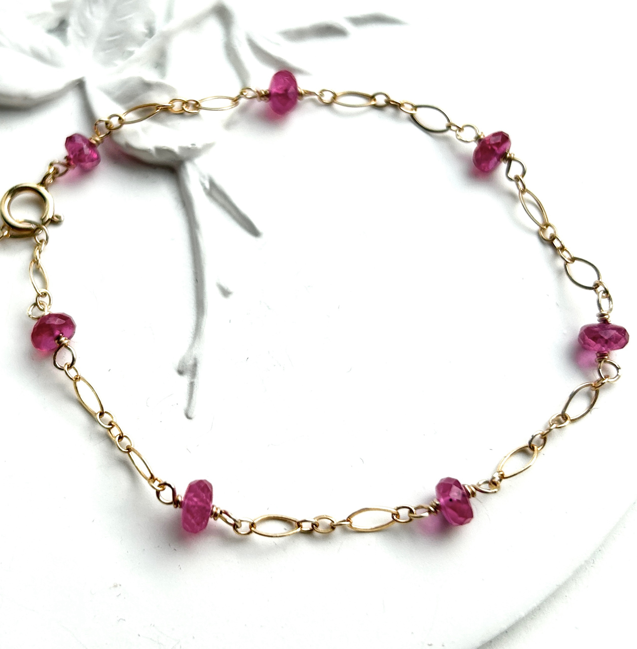 k14gf  宝石質＊天然ルビー　ステーションブレスレット