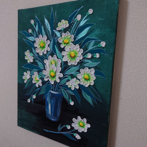 超美品！原画　最高級プラチナ箔で蓮華の花　アクリル画　絵画 64858026f9fc1c888e19ebfb5472a6