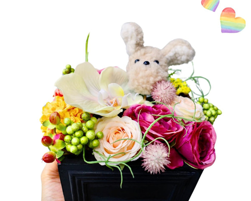 犬 お供え お悔やみ ワンちゃん アレンジメント ペット 上質 造花 送料