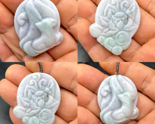 2025.6.9九尾天狐&浄土青蓮 糸魚川最上級翡翠 ネックレス・ペンダント