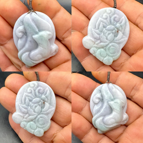 2025.6.9九尾天狐&浄土青蓮 糸魚川最上級翡翠 ネックレス・ペンダント