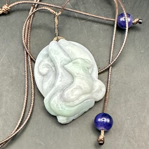 2025.6.9九尾天狐&浄土青蓮 糸魚川最上級翡翠 ネックレス・ペンダント