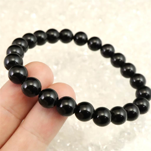 チベット産 天然モリオン水晶 4A 8mm玉 ブレスレット 19.8g #63226