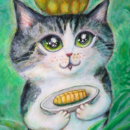 猫の絵 原画「仲良しさくらねこのいる桜咲く丘」 F10号 #絵画 #ねこ