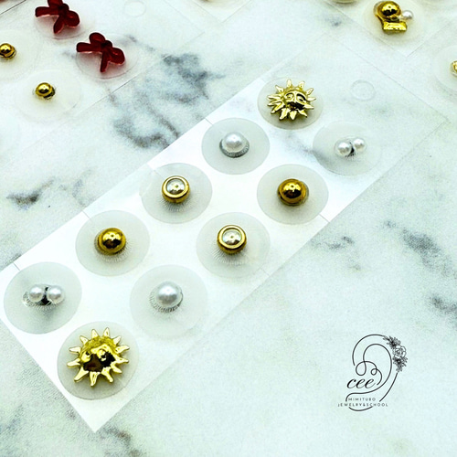 耳つぼジュエリーD｜医療用チタン｜シンプル｜太陽｜高防水｜10