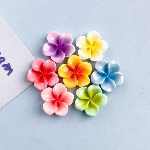 P934(2個)ネイルパーツ 赤ピンク ハイビスカス プルメリア ギャル 夏