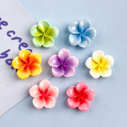 P934(2個)ネイルパーツ 赤ピンク ハイビスカス プルメリア ギャル 夏