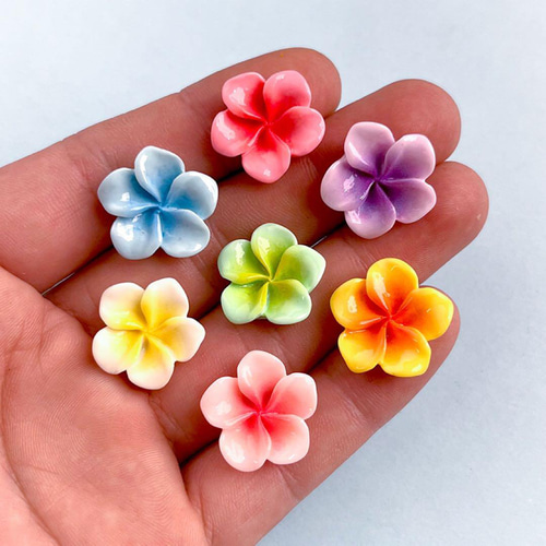 P934(2個)ネイルパーツ 赤ピンク ハイビスカス プルメリア ギャル 夏
