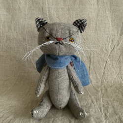 猫のぬいぐるみ コットンのグレーさん テディベアタイプ ぬいぐるみ