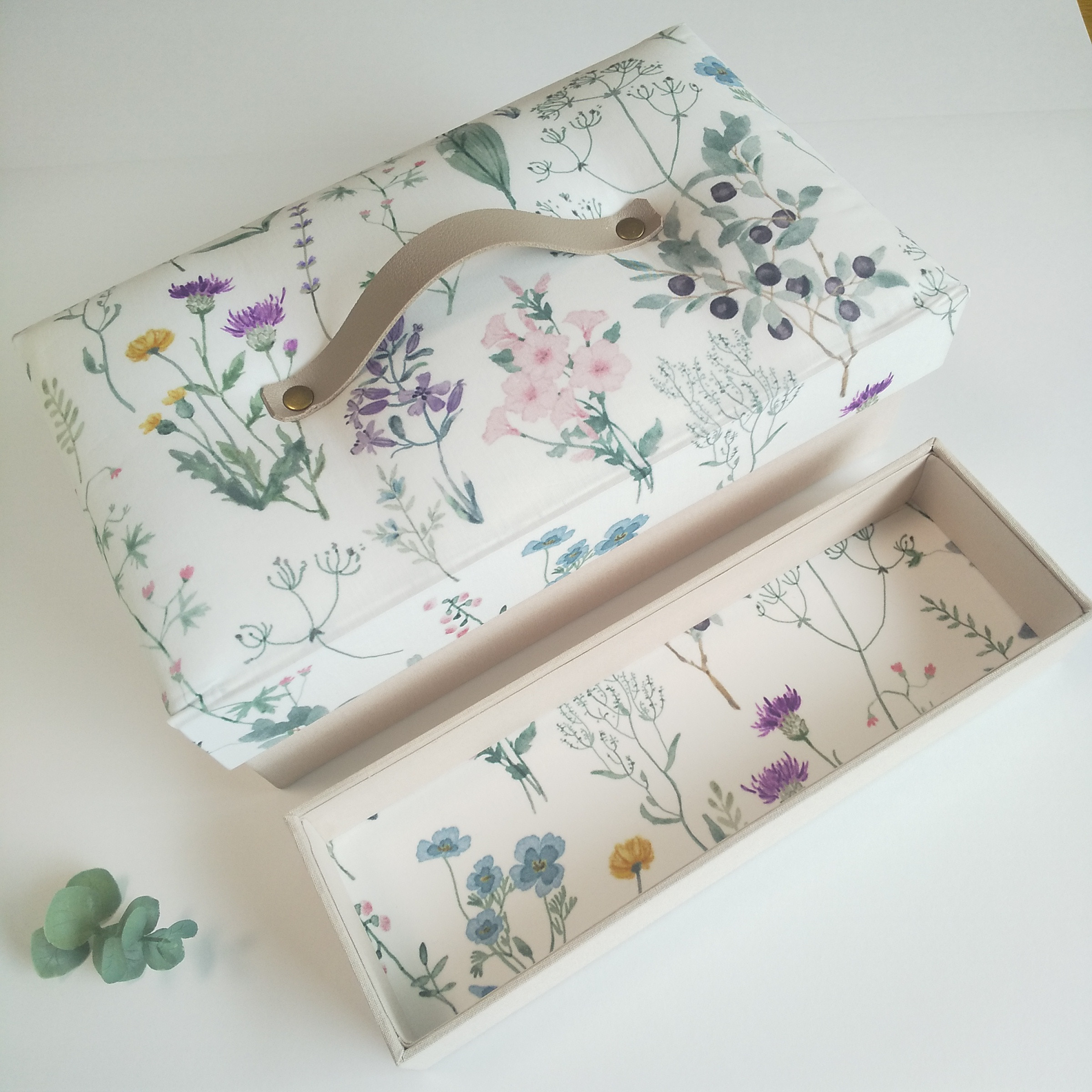 再販 たっぷり収納のお裁縫箱(カルトナージュ、ワイルドフラワー