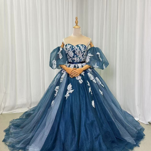 カラードレス パフスリーブ　ウェディング ウエディングドレス 結婚式 挙式 カラードレス 挙式 前撮り 2次会 家族