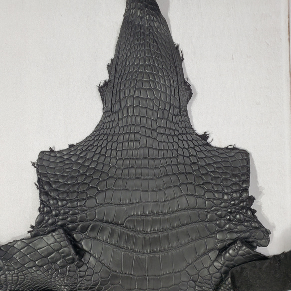 ワニ革　半艶マット　黒　No.C008518 2枚目の画像
