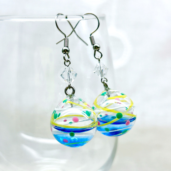 液体入りリアルヨーヨーピアス/ヨーヨーイヤリング 水風船 水ヨーヨー 夏祭り 縁日 浴衣 花火 8枚目の画像