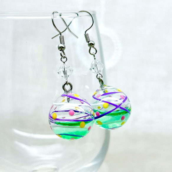 液体入りリアルヨーヨーピアス/ヨーヨーイヤリング 水風船 水ヨーヨー 夏祭り 縁日 浴衣 花火 4枚目の画像