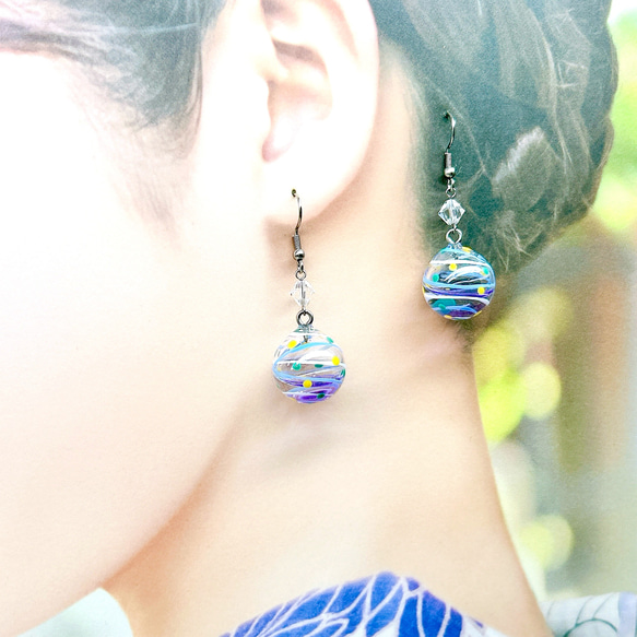 液体入りリアルヨーヨーピアス/ヨーヨーイヤリング 水風船 水ヨーヨー 夏祭り 縁日 浴衣 花火 17枚目の画像