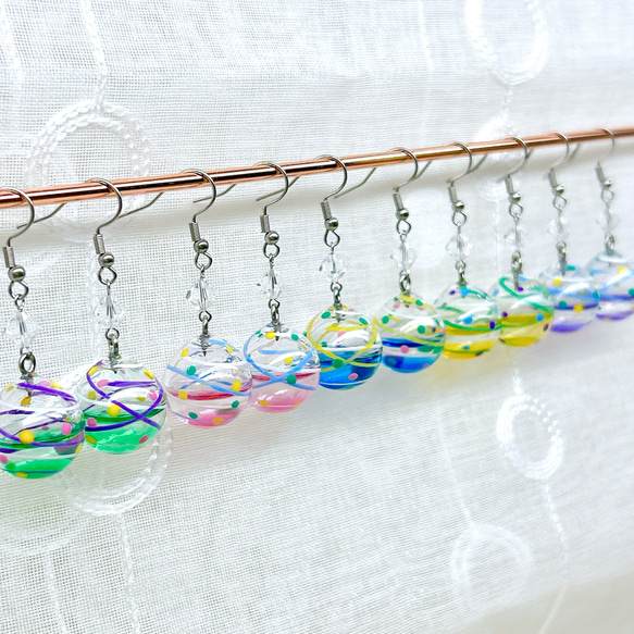 液体入りリアルヨーヨーピアス/ヨーヨーイヤリング 水風船 水ヨーヨー 夏祭り 縁日 浴衣 花火 2枚目の画像