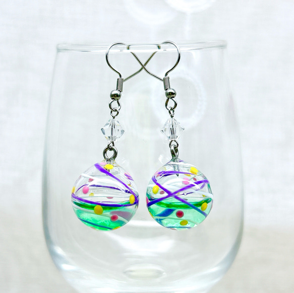 液体入りリアルヨーヨーピアス/ヨーヨーイヤリング 水風船 水ヨーヨー 夏祭り 縁日 浴衣 花火 3枚目の画像