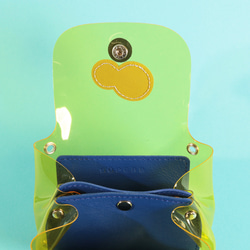 【PVCイエロー/キョロメオールインミニウォレット】PVC×国産レザー/ミニ財布/かわいい【キョロメver.】 8枚目の画像