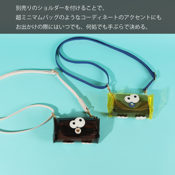 【PVCネイビー/キョロメオールインミニウォレット】PVC×国産レザー/ミニ財布/かわいい【キョロメver.】 16枚目の画像