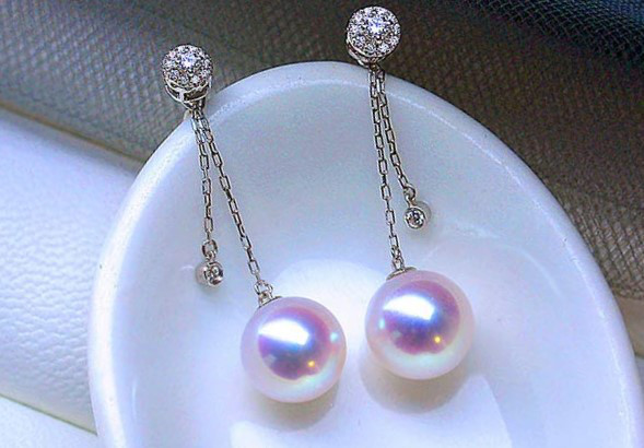 【La Corser】日本製 7-9.5mm アコヤ真珠 天然海水真珠 ピアス 18Kゴールド デザインピアス ラウンド型 強い