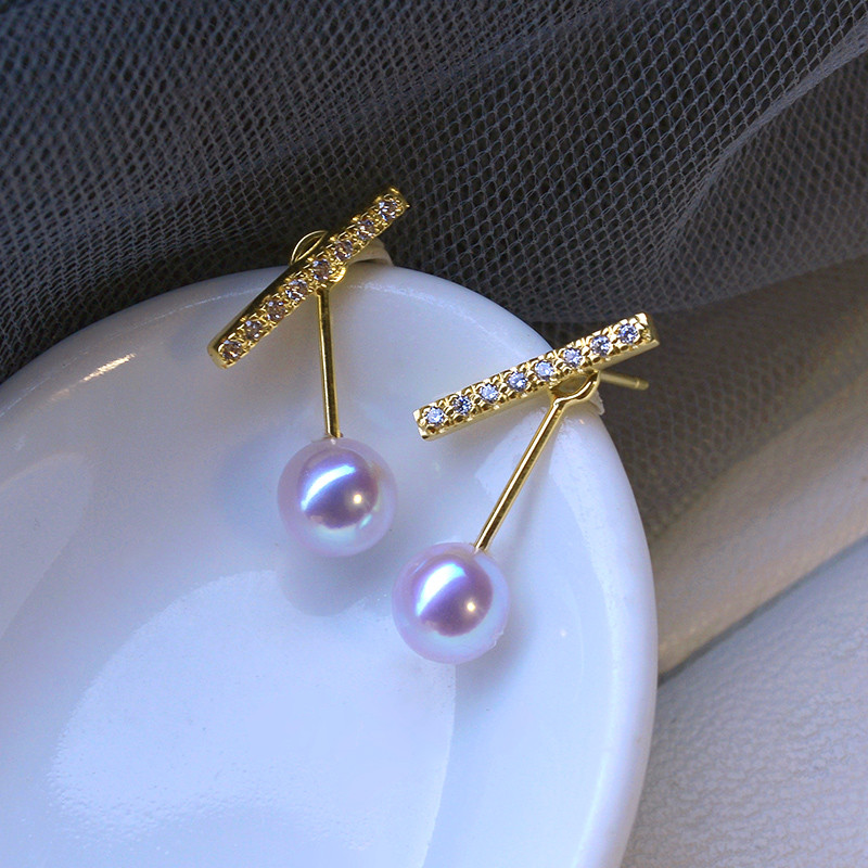 【La Corser】日本製 6-9.5mm アコヤ天然海水真珠ピアス イヤリング 耳飾り 18Kゴールド ラウンド 女神級 強