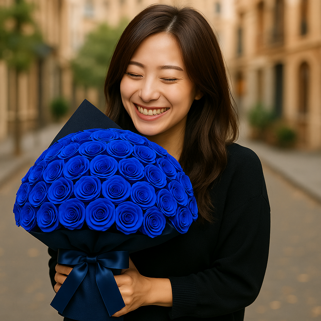 サヴォンローズ花束　ロイヤルブルー　L(100本)