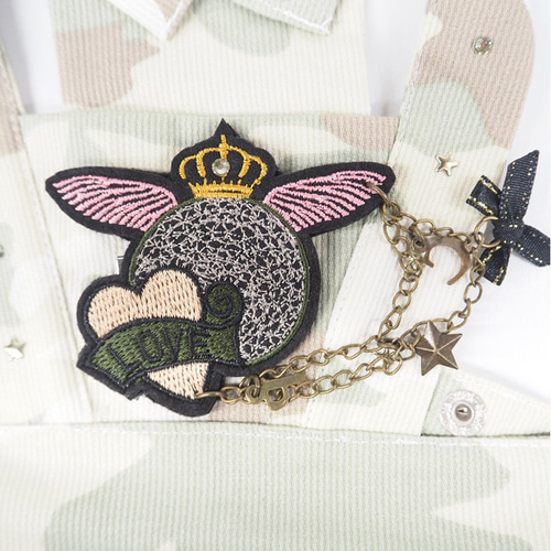 ジャンスカ風ワンピース デニム トップス ドッグウェア 迷彩柄