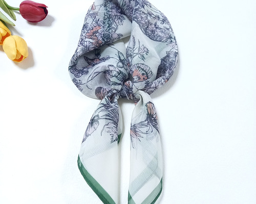 シフォン大判スカーフ0584 スカーフ・バンダナ olive 通販 19430669