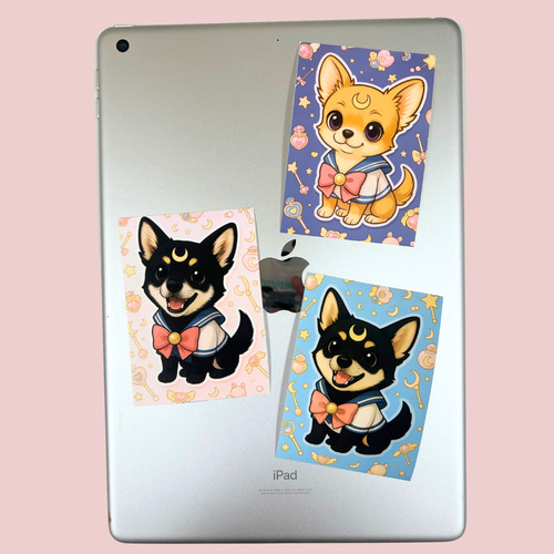 オーダーメイド】うちの子魔法少女風ステッカーシール✨ペット似顔絵