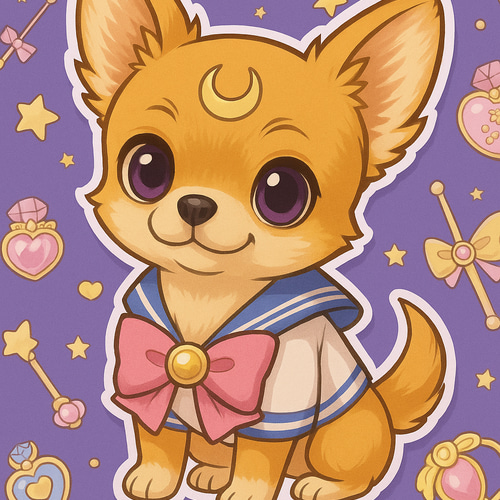 オーダーメイド】うちの子魔法少女風ステッカーシール✨ペット似顔絵