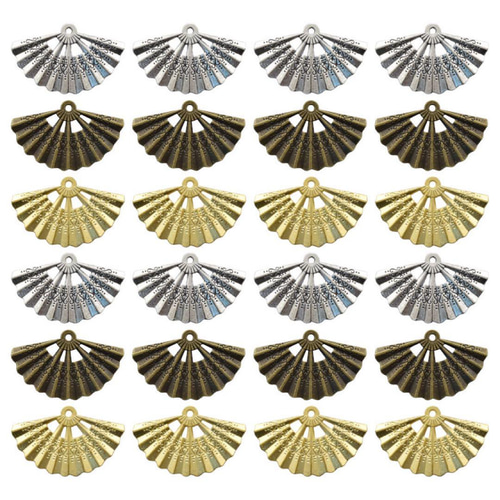 P960(2個)ネイルパーツ 銀 シルバー 扇子 デカパーツ 成人式