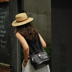 ★限量2件！ ★大容量扁平扣環包，手工皮革單肩包，兩用 第19張的照片