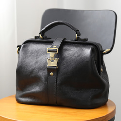 ★限量2件！ ★大容量扁平扣環包，手工皮革單肩包，兩用 第4張的照片