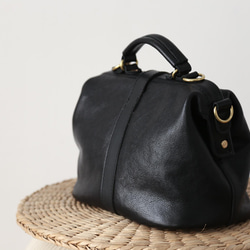 ★限量2件！ ★大容量扁平扣環包，手工皮革單肩包，兩用 第6張的照片