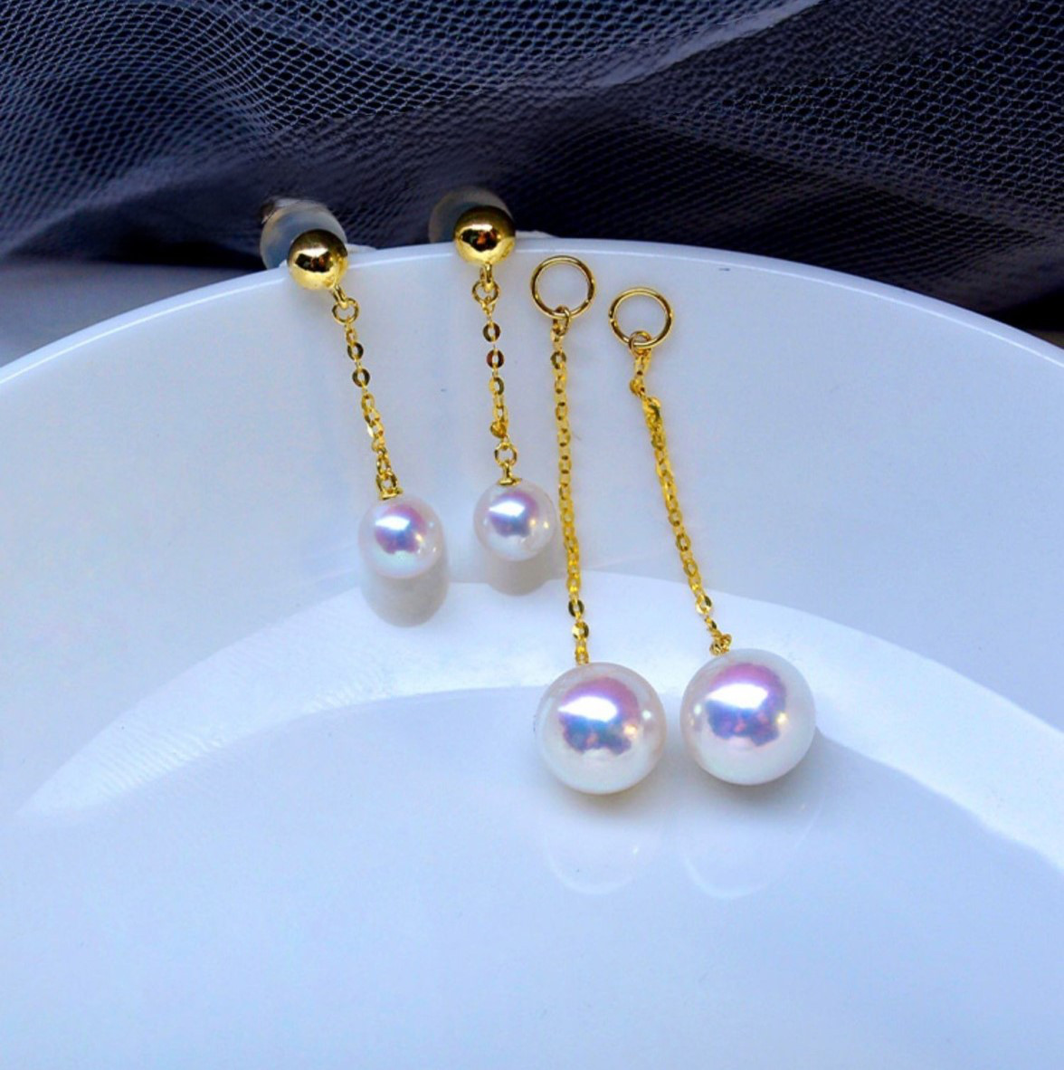 【La Corser】日本製 4-9.5mm アコヤ真珠 天然海水真珠 ピアス 18Kゴールド ラウンドピアス レディース