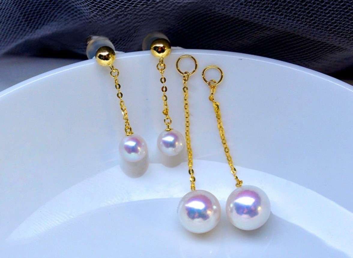 【La Corser】日本製 4-9.5mm アコヤ真珠 天然海水真珠 ピアス 18Kゴールド ラウンドピアス レディース