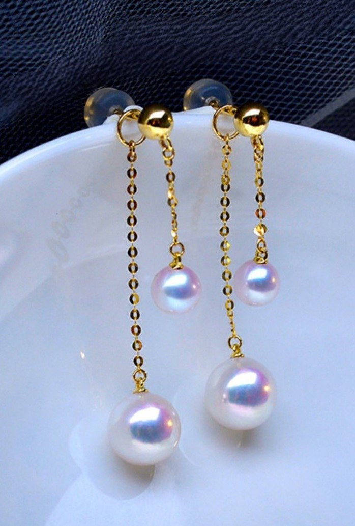 【La Corser】日本製 4-9.5mm アコヤ真珠 天然海水真珠 ピアス 18Kゴールド ラウンドピアス レディース