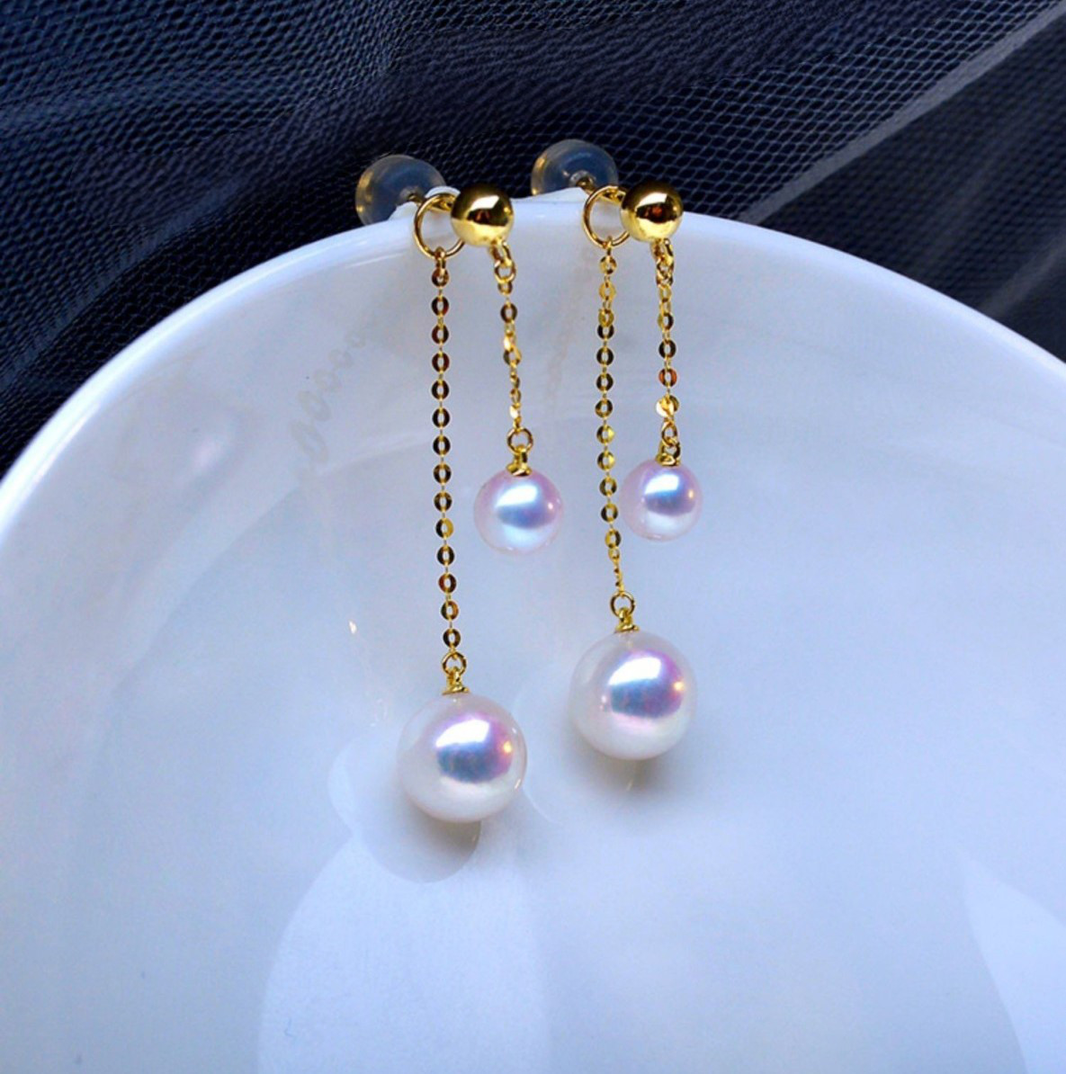 【La Corser】日本製 4-9.5mm アコヤ真珠 天然海水真珠 ピアス 18Kゴールド ラウンドピアス レディース