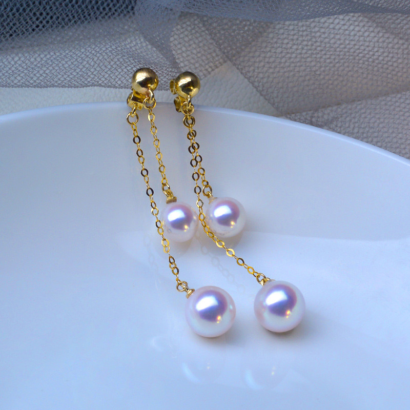 【La Corser】日本製 4-9.5mm アコヤ真珠 天然海水真珠 ピアス 18Kゴールド ラウンドピアス レディース