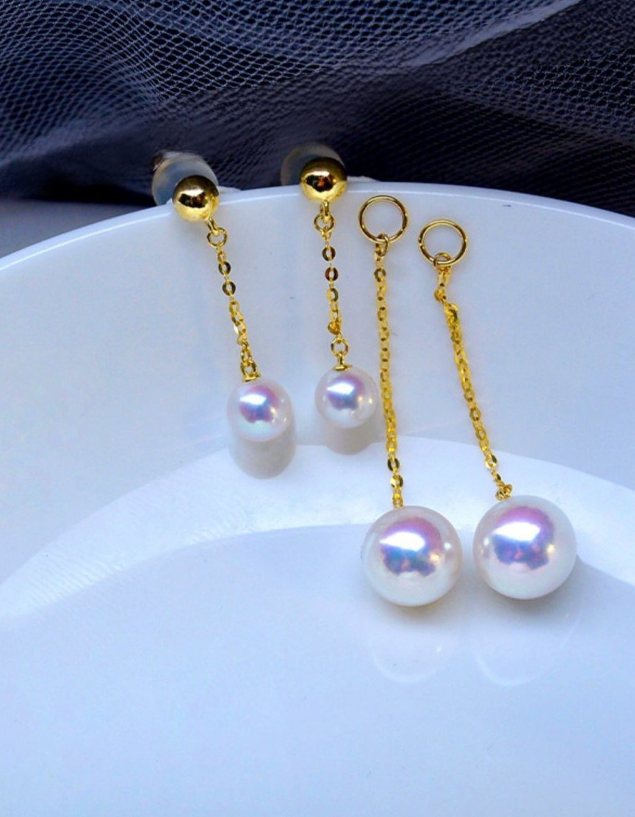 【La Corser】日本製 4-9.5mm アコヤ真珠 天然海水真珠 ピアス 18Kゴールド ラウンドピアス レディース