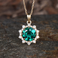 5月の誕生石 エメラルド ネックレス K10イエローゴールド グリーン