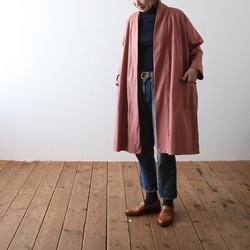 ⁑最終ＳＡＬＥ　ギマ擬麻コットン　ローブ襟　羽織り コート　カーディガン　ピンク リネンA99 14枚目の画像