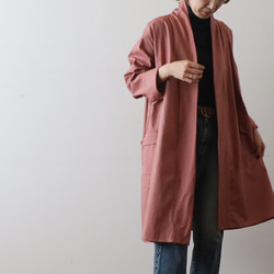 ⁑最終ＳＡＬＥ　ギマ擬麻コットン　ローブ襟　羽織り コート　カーディガン　ピンク リネンA99 1枚目の画像