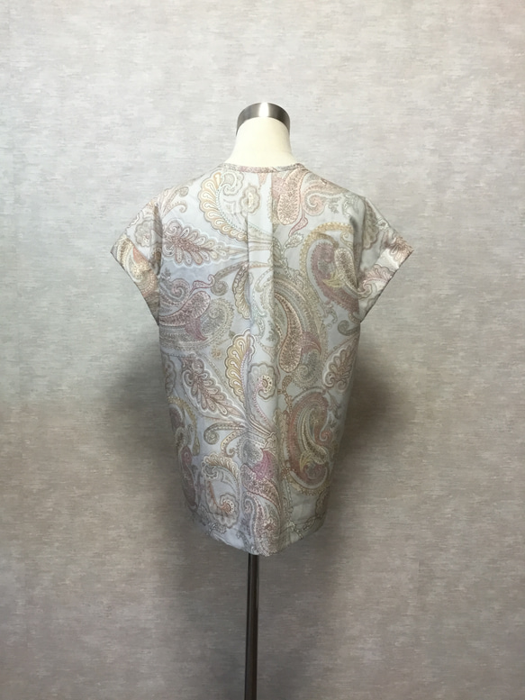 ★【最終半額セール】一着で夏らしく着てすぐオシャレ！ゆったりブラウス【大人カジュアル】フレンチスリーブノーカラーブラウス 5枚目の画像