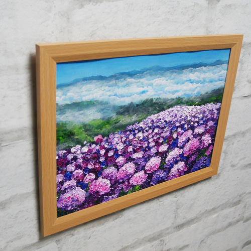 油絵 油彩 油彩画 絵画 絵 【梅雨に咲くピンクの紫陽花】 油絵 油彩 油彩画 絵画 絵 【梅雨に咲くピンクの紫陽花】 絵画