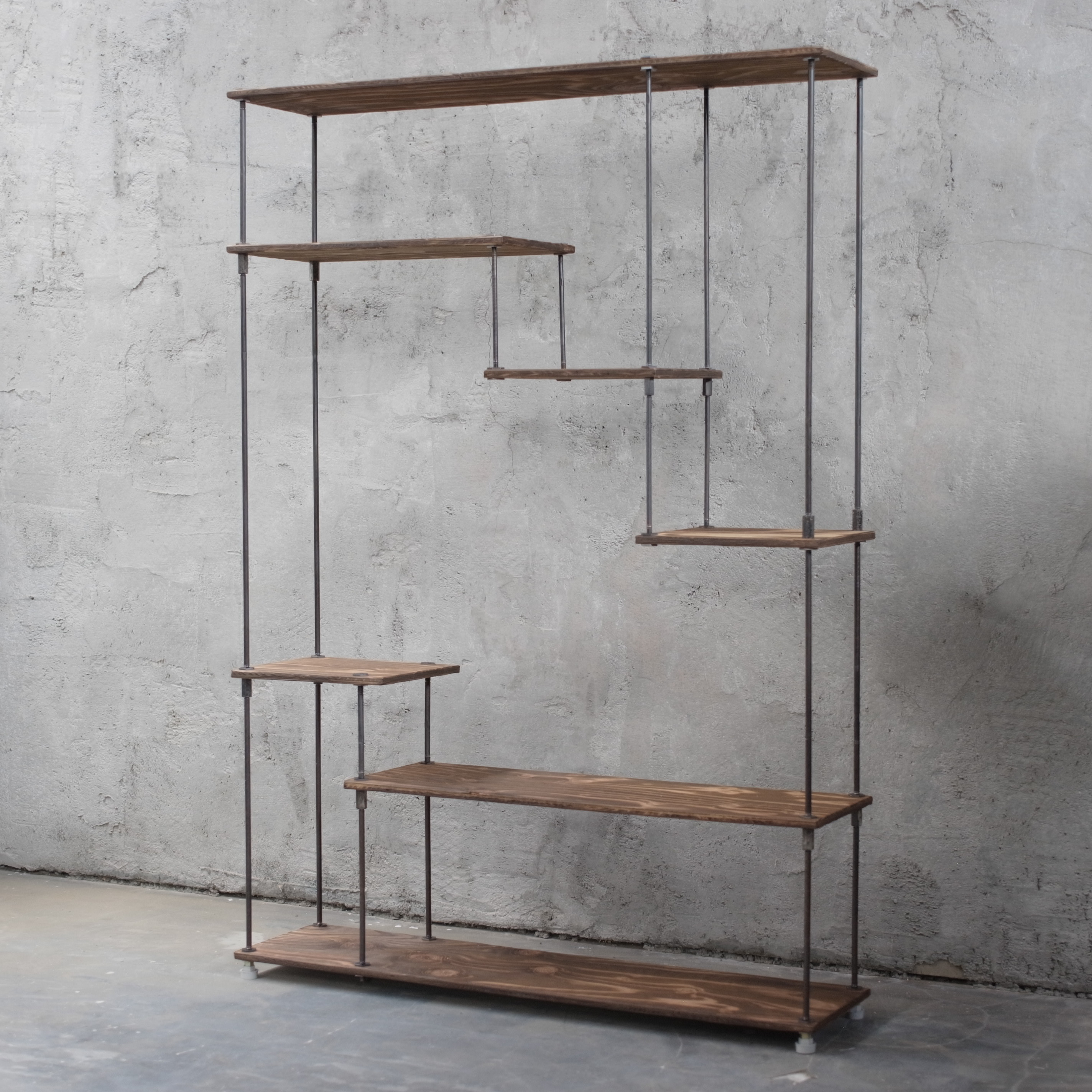 wood iron shelf 1300*910*225〈ブラウン〉　ウッド アイアン シェルフ 飾り棚 観葉植物 木