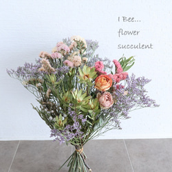 ラナンキュラスの春 ドライフラワーーリース ドライフラワー I Bee