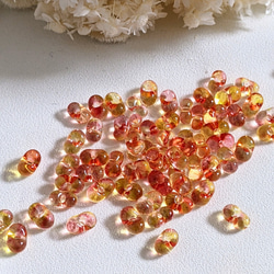 ファルファーレ オレンジ 3.2✕6.5㍉ 5g ピーナッツ ビーズ チェコ 通し穴 透明 ガラス つぶつぶ パーツ 2枚目の画像